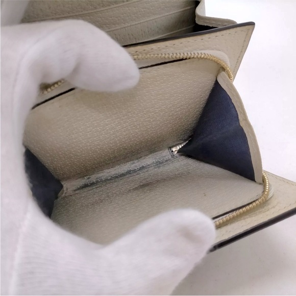 Gucci Mystic White Navy Stripe Sherry Line Web GG Marmont Ophidia Compact Wallet - Picture 6 of 9